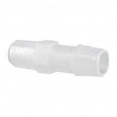 Made in USA - 1/2" Barb, 1/2, Polypropylene Single Barbed Tube Adapter - Natural, Male - Exact Tooling
