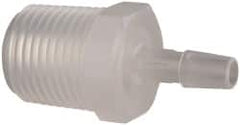 Made in USA - 1/4" Barb, 1/4, Polypropylene Single Barbed Tube Adapter - Natural, Male - Exact Tooling