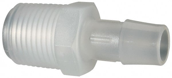 Made in USA - 1/2" Barb, 1/2, Polypropylene Single Barbed Tube Adapter - Natural, Male - Exact Tooling