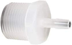 Made in USA - 1/4" Barb, 1/4, Polypropylene Single Barbed Tube Adapter - Natural, Male - Exact Tooling