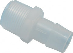 Made in USA - 3/4" Barb, 3/4, Polypropylene Single Barbed Tube Adapter - Natural, Male - Exact Tooling