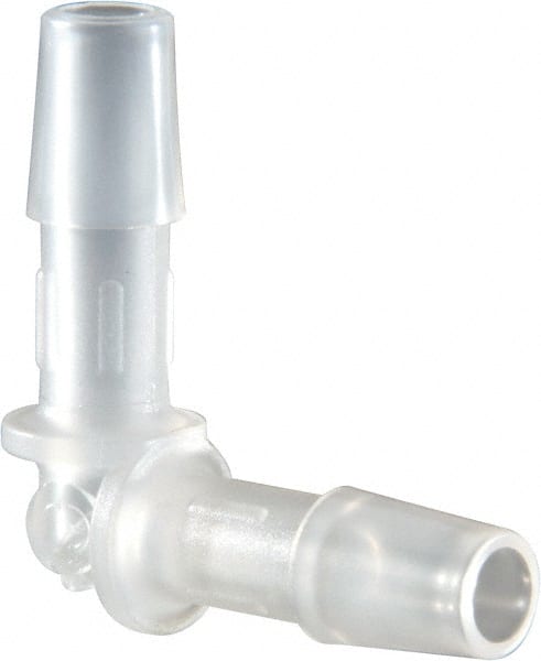 Made in USA - 1/4" Barb, Polypropylene Single Barbed Tube Elbow - Natural - Exact Tooling