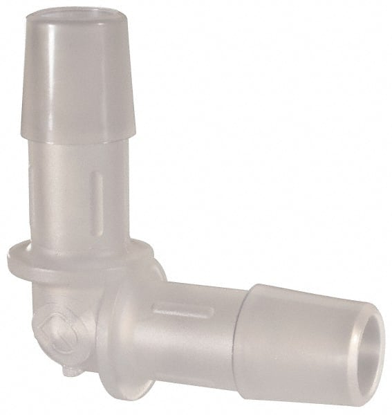 Made in USA - 3/8" Barb, Polypropylene Single Barbed Tube Elbow - Natural - Exact Tooling