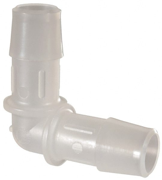 Made in USA - 1/2" Barb, Polypropylene Single Barbed Tube Elbow - Natural - Exact Tooling
