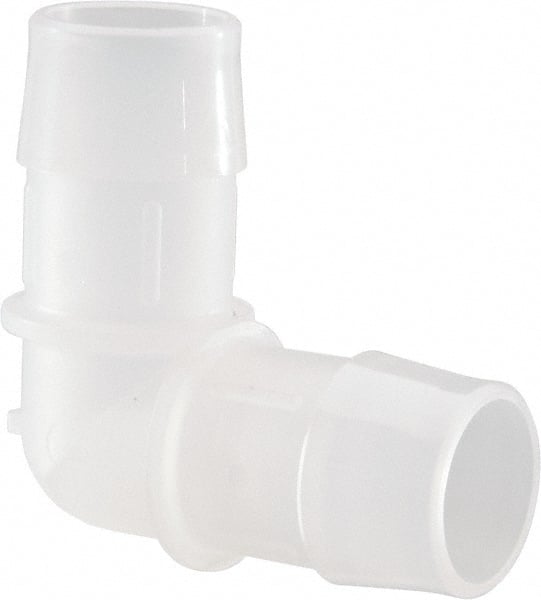 Made in USA - 1" Barb, Polypropylene Single Barbed Tube Elbow - Natural - Exact Tooling