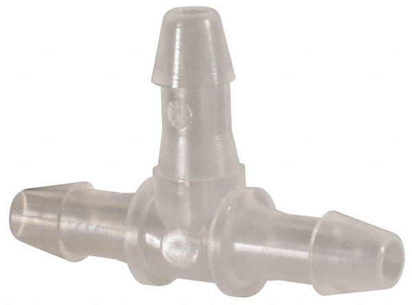 Made in USA - 3/32" Barb, Polypropylene Single Barbed Tube Tee - Natural - Exact Tooling