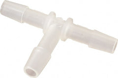 Made in USA - 1/4" Barb, Polypropylene Single Barbed Tube Tee - Natural - Exact Tooling