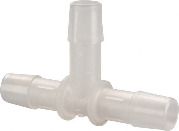 Made in USA - 3/8" Barb, Polypropylene Single Barbed Tube Tee - Natural - Exact Tooling