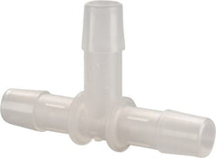Made in USA - 3/8" Barb, Polypropylene Single Barbed Tube Tee - Natural - Exact Tooling