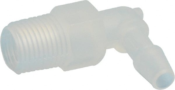 Made in USA - 3/16" Barb, 3/16, Polypropylene Single Barbed Tube Elbow - Natural, Male - Exact Tooling