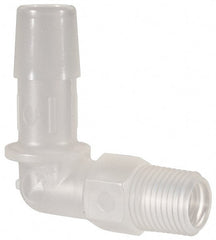 Made in USA - 3/8" Barb, 3/8, Polypropylene Single Barbed Tube Elbow - Natural, Male - Exact Tooling