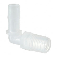 Made in USA - 3/8" Barb, 3/8, Polypropylene Single Barbed Tube Elbow - Natural, Male - Exact Tooling