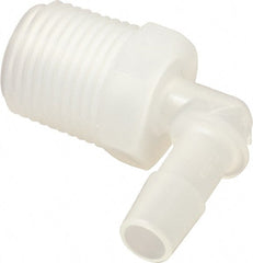 Made in USA - 3/8" Barb, 3/8, Polypropylene Single Barbed Tube Elbow - Natural, Male - Exact Tooling