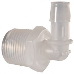Made in USA - 1/2" Barb, 1/2, Polypropylene Single Barbed Tube Elbow - Natural, Male - Exact Tooling