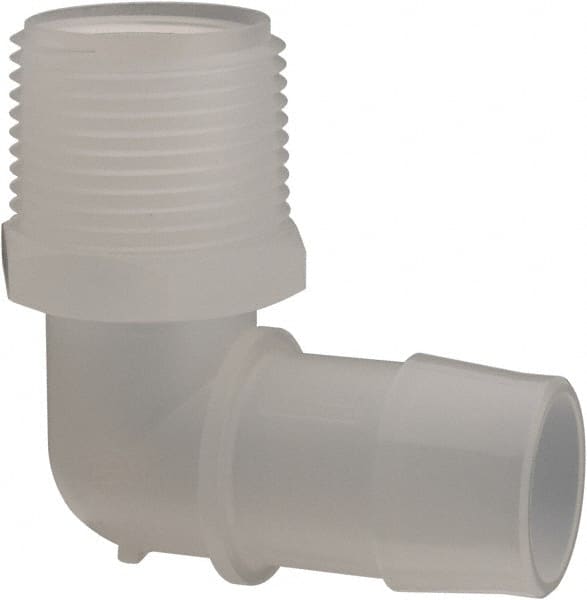 Made in USA - 1" Barb, 1, Polypropylene Single Barbed Tube Elbow - Natural, Male - Exact Tooling