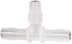 Made in USA - 3/8" Barb, 3/8, Polypropylene Single Barbed Tube Branch Tee - Natural, Male - Exact Tooling