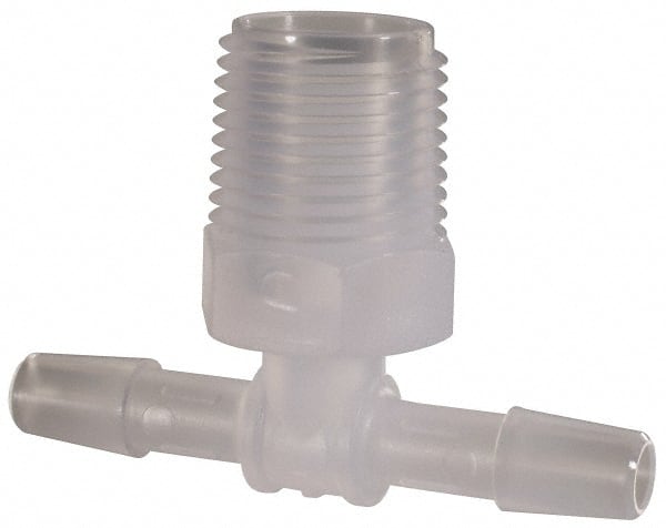 Made in USA - 1/4" Barb, 1/4, Polypropylene Single Barbed Tube Branch Tee - Natural, Male - Exact Tooling