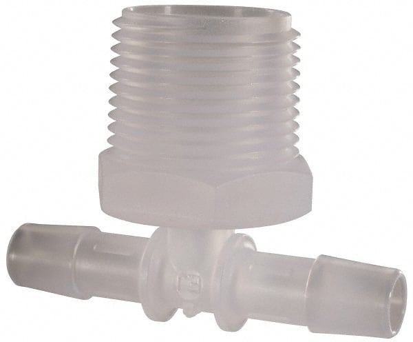 Made in USA - 3/8" Barb, 3/8, Polypropylene Single Barbed Tube Branch Tee - Natural, Male - Exact Tooling