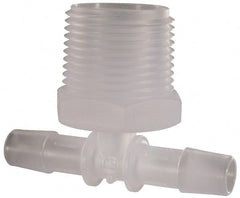Made in USA - 3/8" Barb, 3/8, Polypropylene Single Barbed Tube Branch Tee - Natural, Male - Exact Tooling