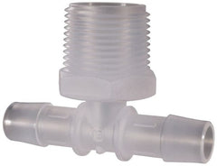 Made in USA - 1/2" Barb, 1/2, Polypropylene Single Barbed Tube Branch Tee - Natural, Male - Exact Tooling