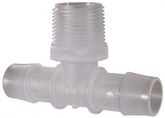 Made in USA - 3/4" Barb, 3/4, Polypropylene Single Barbed Tube Branch Tee - Natural, Male - Exact Tooling