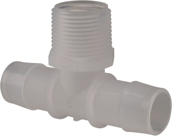 Made in USA - 1" Barb, 1, Polypropylene Single Barbed Tube Branch Tee - Natural, Male - Exact Tooling