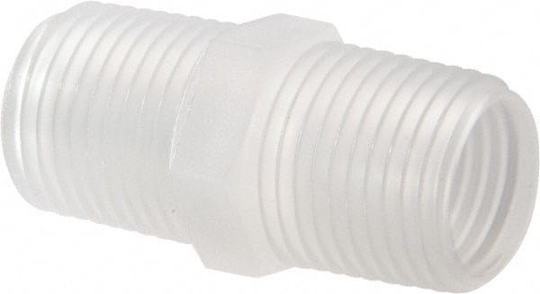 Made in USA - 1/2 NPT Polypropylene Threaded Tube Fitting - Natural - Exact Tooling