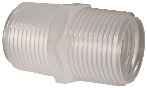 Made in USA - 1 NPT Polypropylene Threaded Tube Fitting - Natural - Exact Tooling