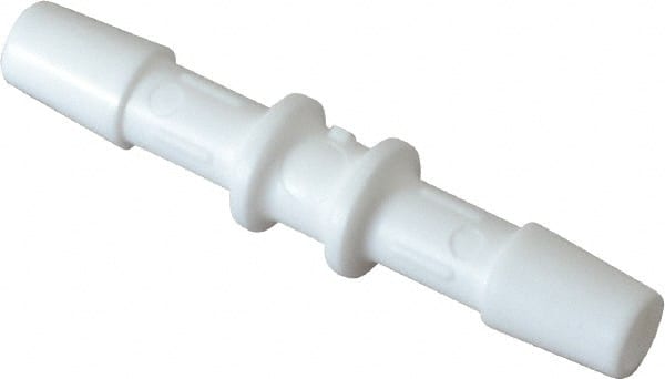 Made in USA - 1/4" Barb, Polypropylene Single Barbed Tube Splicer - White - Exact Tooling