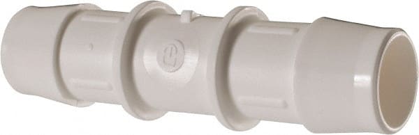 Made in USA - 3/4" Barb, Polypropylene Single Barbed Tube Splicer - White - Exact Tooling