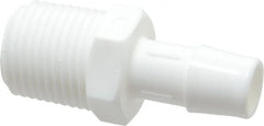 Made in USA - 1/2" Barb, 1/2, Polypropylene Single Barbed Tube Adapter - White, Male - Exact Tooling