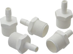 Made in USA - 3/8" Barb, 3/8, Polypropylene Single Barbed Tube Adapter - White, Male - Exact Tooling
