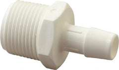 Made in USA - 1/2" Barb, 1/2, Polypropylene Single Barbed Tube Adapter - White, Male - Exact Tooling
