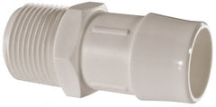Made in USA - 1" Barb, 1, Polypropylene Single Barbed Tube Adapter - White, Male - Exact Tooling