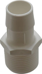 Made in USA - 1" Barb, 1, Polypropylene Single Barbed Tube Adapter - White, Male - Exact Tooling