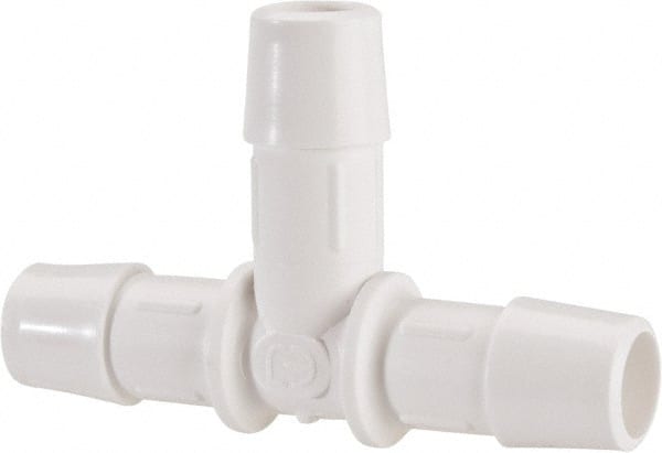 Made in USA - 1/2" Barb, Polypropylene Single Barbed Tube Tee - White - Exact Tooling