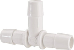 Made in USA - 1/2" Barb, Polypropylene Single Barbed Tube Tee - White - Exact Tooling