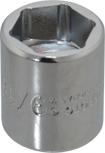 Proto - 9/16", 3/8" Drive, Standard Hand Socket - 6 Points, 7/8" OAL, Chrome Finish - Exact Tooling