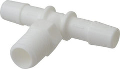 Made in USA - 3/8" Barb, 3/8, Polypropylene Single Barbed Tube Branch Tee - White, Male - Exact Tooling