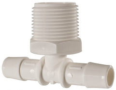 Made in USA - 1/2" Barb, 1/2, Polypropylene Single Barbed Tube Branch Tee - White, Male - Exact Tooling