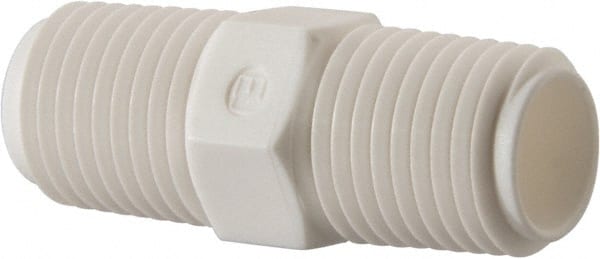 Made in USA - 1/4 NPT Polypropylene Threaded Tube Fitting - White - Exact Tooling