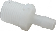 Made in USA - 3/8" Barb, 3/8, Kynar Single Barbed Tube Adapter - Natural, Male - Exact Tooling