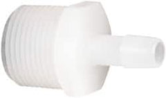 Made in USA - 3/8" Barb, 3/8, Kynar Single Barbed Tube Adapter - Natural, Male - Exact Tooling