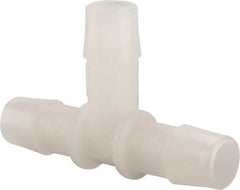 Made in USA - 1/2" Barb, Kynar Single Barbed Tube Tee - Natural - Exact Tooling