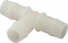 Made in USA - 3/4" Barb, Kynar Single Barbed Tube Tee - Natural - Exact Tooling
