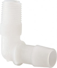 Made in USA - 1/2" Barb, 1/2, Kynar Single Barbed Tube Elbow - Natural, Male - Exact Tooling