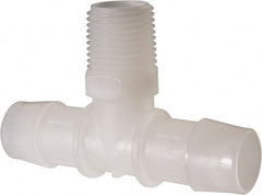 Made in USA - 3/4" Barb, 3/4, Kynar Single Barbed Tube Branch Tee - Natural, Male - Exact Tooling