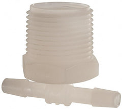 Made in USA - 1/4" Barb, 1/4, Kynar Single Barbed Tube Branch Tee - Natural, Male - Exact Tooling