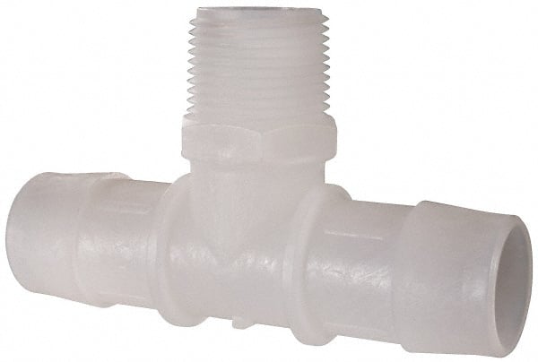 Made in USA - 1" Barb, 1, Kynar Single Barbed Tube Branch Tee - Natural, Male - Exact Tooling