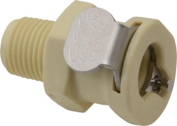 CPC Colder Products - 1/8" Nominal Flow, 1/8 NPT Thread, Female, Inline Threaded-Female Socket - 120 Max psi, 32 to 160°F, Polypropylene Coupling, EPDM O-Ring - Exact Tooling